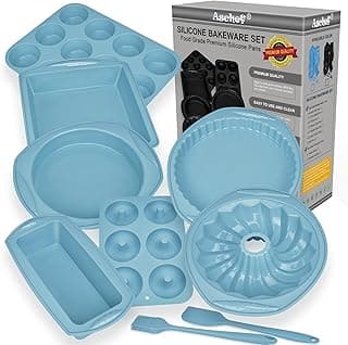 9in1 Nonstick Silicone Baking Bundt Cake Pan Cookie Sheet Molds Tray Heat Resistant Bakeware Tools Kit for Muffin Loaf Bread Pizza CupcakeUtensil image