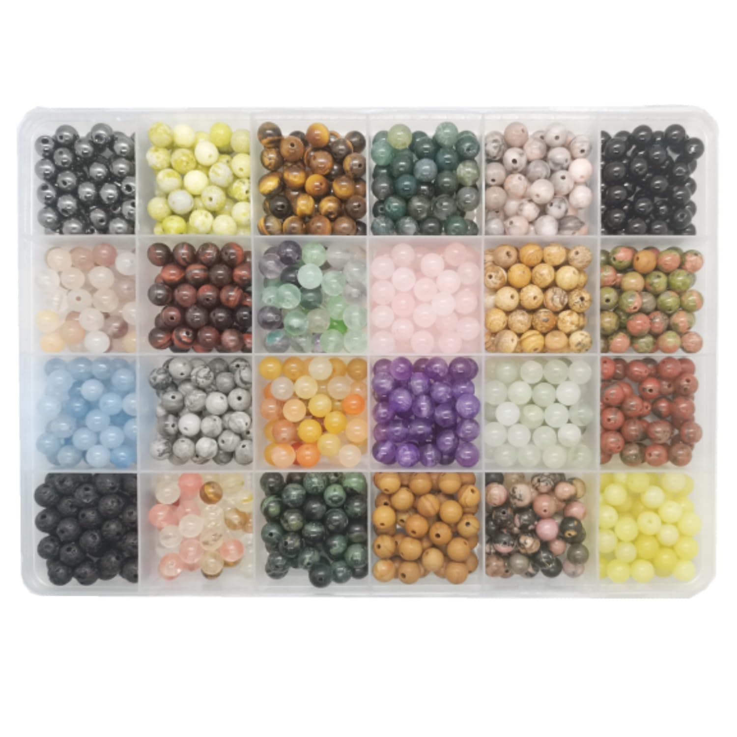 720pcs Crystal Beads for Jewelry Making Bulk,Natural Stone Beads Charm Gemstone DIY for Friendship Bracelet Making Kit Supplies(6mm,24 Color B) image