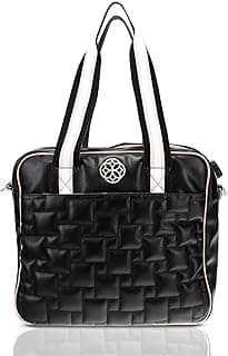Tennis Bag - Quilted Tennis Racket Tote Bag for Women - Shoulder Tennis Bags for 2 Racquet - Pink, Black & Blue
