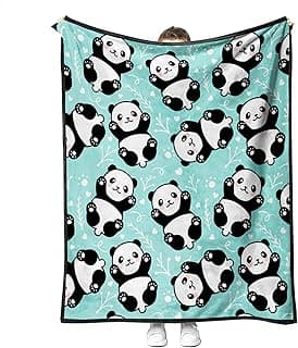 Cute Panda Blanket Flannel Fleece Panda Bear Blanket Lightweight Animal Theme Ultra Soft Warm Cozy Blanket Throw for Boys Girls Baby Blanket 59'' x 79''