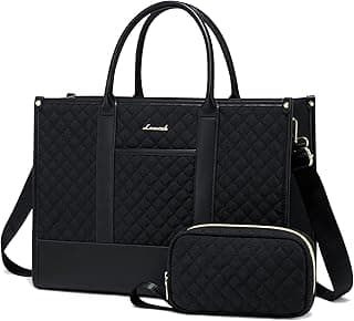 LOVEVOOK Laptop Bags for Women, 15.6 inch Waterproof Work Tote Bag with Clutch, Professional Teacher Computer Purse Lightweight Shoulder Bag Travel, Quilted Black image