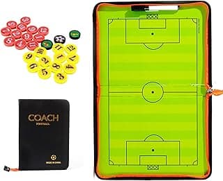 Football Tactic Board, Soccer Magnetic Coaching Practice Board with Player Markers, Pen and Eraser, Full and Half Pitch, Zipper-Closure, Pro Strategy Board for Training Teaching Competition Command image