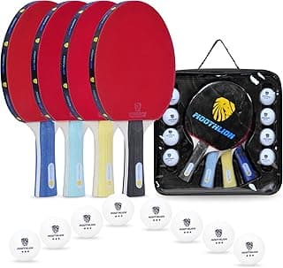 Ping Pong Paddle Set,Portable Table Tennis Paddles Set 4 Premium Table Tennis Rackets, 8 3-Star Balls, Compact Carry Bag, Indoor and Outdoor Play Accessories Kit image