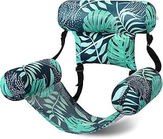 Inflatable Pool Floats Adult Floating Lounge Chairs Blow up Pool Noodles for Adult Heavy Duty Swimming Tropical Plants Fun Pattern Floating Chair for Summer Water Beach Lake Party