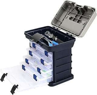 Fishing Tackle Box, 4 Layers Small Portable Fishing Accessory Box Case, Fishing Tackle Box Organizer for Fishing Enthusiasts, Beginners, Jewelry Storage, 10.2 x 6.7 x 10.2 Inch image