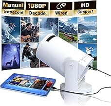 Mini projector, with wired screen sync 4K 1080P portable projector 180° rotation. 17-140" screen video projector. Compatible with smartphones, laptops, PC.