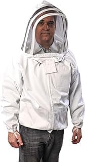 Supply Premium 100% Cotton Jacket with Fencing Veil for Professional Beekeeper Jackets (LARGE) image