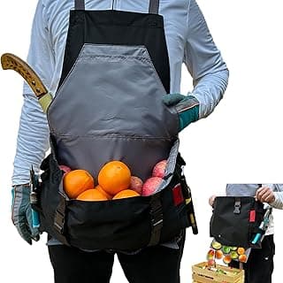 Gardening Apron Waterproof Cross Back Apron, 600D Heavy Duty Apron Harvest with Pockets and Quick Release