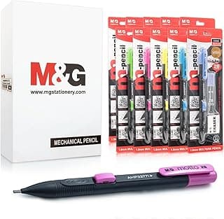 M&G 1.8mm Art Mechanical Pencil Set, 10 pcs Drawing Pencils with 10 Tubes 2B Lead Refills, 10 Pcs Erasers, Individually Wrapped for Artists Writing, Painting, Sketching image