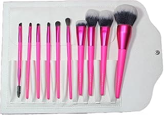 Professional Makeup Brush Set with Includes Brushes for Contouring, Highlighting, Eyeshadow, Foundation & More. 10 Pcs Makeup Brushes with Paired with makeup bag （Rose red color） image