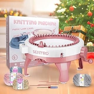 Knitting Machine, 48 Needles Knitting Loom Machine with Row Counter, Smart Weaving Loom Knitting Round Loom, Knitting Board Rotating Double Knit Loom Machine Kit for Adults and Kids （with Wool） image
