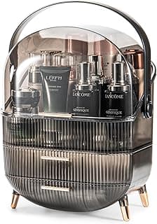 Makeup Organizer, 3 Layers Large Capacity Cosmetic Storage, Cosmetic Display Case with Transparent Cover, makeup organizer countertop,makeup organizers for vanity,skin care organizer (Clear Gray) image
