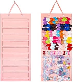 Bow Holder for Girls Hair Bows Large Bow Holder Hair Bow Organizer Claw Clip Organizer Hair Clip Organizer Bow Hanger for Girls Hair Bows Hair Bow Holder for Wall, Door, Closet (Pink-A) image