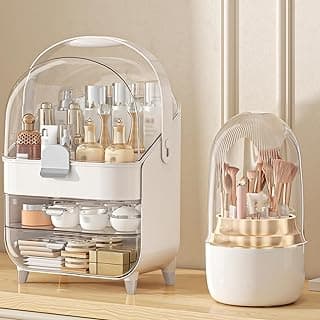Makeup Organizer, Skincare Holder Bathroom Counter Organizer, Storage Box Cosmetic Display Cases, Teen Girl Gifts Trendy Stuff Make up Organizers for Vanity, Dresser, Countertop (Silver)