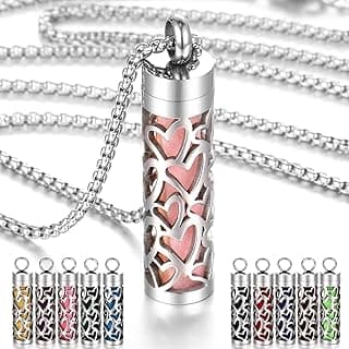 Essential Oil Necklace for Women, Aromatherapy Pendant Necklace 316L Stainless Steel Diffuser Necklace, Essential Oil Jewelry Gift for Men Women, Christmas, Birthday XN046-13 image
