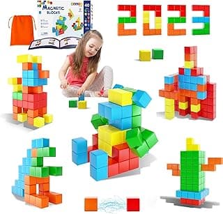 40pcs Magnetic Blocks for Toddler Toys, Large Magnetic Cubes Building Blocks Classroom Must Haves, STEM Preschool Montessori Sensory Magnet Toys for 3 4 5 6 Year Old Boys and Girls image