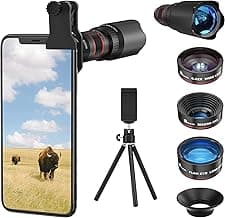 7 in 1 Phone Camera Lens Kit - 22X Telephoto, 235 Fisheye, 25X Macro, 0.62X Wide Angle Lenses - Compatible with iPhone, Samsung, Android Phones image