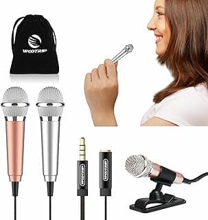 [2PCS] Mini Karaoke Microphone, Mini Voice Recording Microphone Portable Karaoke Mic for Singing, Recording, Voice Recording(Silver/Gold) image