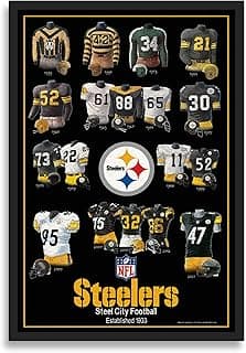 Sporticulture NFL Football Wall Art Print Framed - Pittsburgh Steelers Poster Team Uniform Heritage Jersey Wall Decor - NFL Football Posters for Boys Bedroom & Decorations for Man Cave, 27X39 image