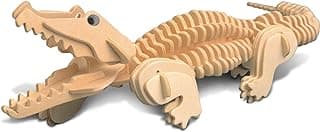 Puzzled 3D Puzzle Alligator Wood Craft Construction Model Kit, Fun, Unique & Educational DIY Wooden Toy Assemble Model Unfinished Crafting Hobby Puzzle to Build & Paint for Decoration 94 Pieces Pack