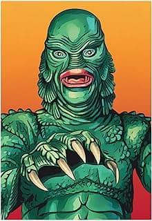 Creature from the Black Lagoon – Art Print – Swamp Monster Illustration – Retro Horror Poster for Cult Classic Movie Fans (10.5 x 14)