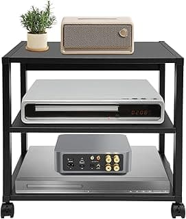 3 Tier Audio-Video Media Stand, Home Stereo System Entertainment Components Cabinet, Game Console Stand, for Gaming, Meeting, Living, Recording Room, Black image