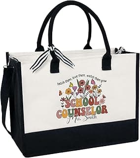 BLOCK OF GEAR Personalized School Counselor Tote Bag with Zipper, Teacher Appreciation Gift, Bag for Women, Birthday Gift image