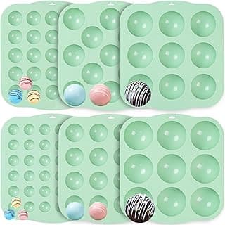 QELEG Semi Sphere Silicone Molds Non-Stick, Ice Chocolate Molds Large Bakeware Set for Making Dessert Mousse, Jelly, Ice Cream, Bombe Cupcake, Gummy and Cake, Set of 6 image