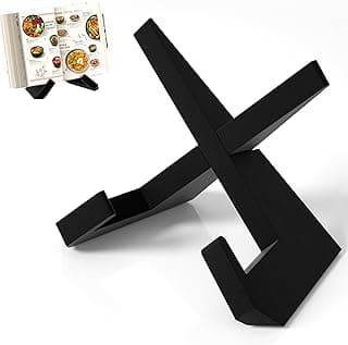 Cookbook Stand, Cookbook Holder for Kitchen,Black Recipe Book Holder for Counter,Wooden Plate Holder Display Stand for Tabletop (Black) image