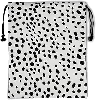 Black Dots Gymnastics Grip Bag - Polka Dot Grips Bag Animal Gym Bag for Gymnasts Animal Spots Drawstring Storage Bags Pouch Adjustable image