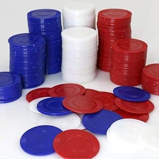GiftExpress Lot of 300, Plastic Poker Chips for Kids Game Play, Learning Math Counting, Bingo Game, Red, White & Blue 100 pcs ea image