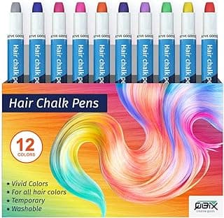 QBIX Hair Chalk Set – 12 Pieces Kit of Hair Colouring Pencils – Non-Allergenic and Safe to Use Temporary Hair Chalks for Children