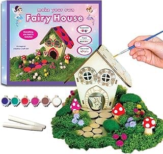 Wooden Fairy House Craft Kit for Kids | DIY Fairy Garden with Paints & Decorations | Creative Arts & Crafts Birthday Gift for Girls Activity | Ages 5, 6, 7, 8-12