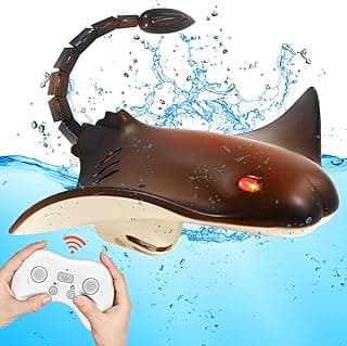 Pool Toys Remote Control Shark Boat, 2.4G RC Stingray Fish, Animal Water Toys for Kids Age 8-12, Kids Battery Pool Toys for Swim Training, Outdoor Games Boys Girls Gifts image
