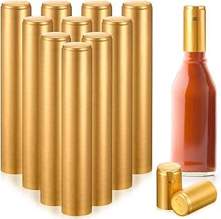 Zonon 200 Pieces PVC Heat Shrink Capsules Hot Sauce Bottles 28 x 50mm Wine Woozy Bottles Capsules Shrink Caps,5oz 10oz(Gold)