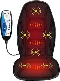 Full Back Massager with Heat, 5 Vibrating Modes & 2 Heat Levels, Back Massager Chair Pad, Electric Massage Seat Cushion, Seat Massage Pad, Ideal Chritmas Gifts for Men Dad Mom Him Her (Black) image