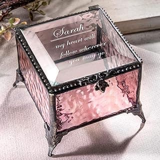 Personalized Jewelry Box with Message Decorative Stained Glass Keepsake Gift - J Devlin Box 903 EB246 (Pink) image