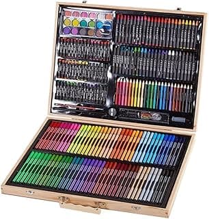 Art Supplies, 251 Piece Deluxe Art Set, Wooden Art Box & Drawing Kit with Crayons, Oil Pastels, Colored Pencils, Watercolor Cakes, Sketch Pencils, Paint Brush, Eraser image