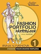 Fashion Portfolio Sketchbook 1: Standard figure drawing templates. Style Sabrina (Fashion Croquis Sketch Books) image