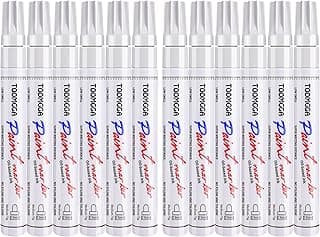 White Paint Pens Permanent Paint Markers - 12 Pack Oil Based Marking Pens, Medium Point, Quick Drying and Waterproof Paint Pens for Rock Painting Car Tyre Metal, Plastic, Canvas, Wood image