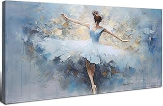 Ballerina Decor for Girls Room Abstract Dance Decor Ballerina Wall Art for Bedroom Living Room Dance Posters White Ballet Girl Canvas Paintings Women Artwork Home Decorations 20x40" Dance Gifts image