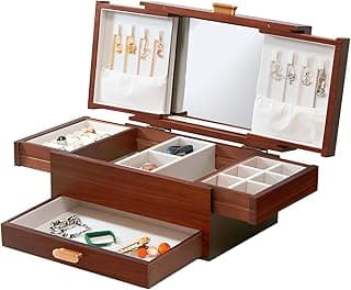 FMYSUSUXY Jewelry Box Solid Wood Jewelry Box Jewelry Ring Necklace Watches Earrings And Other Multi-style Storage Organizer Girl Wife Mother Gifts image