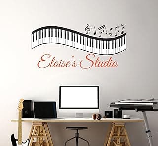 Custom Piano Music Notes Wall Decal - Music Wall Sticker - Custom Music Notes Wall Decal - Musical Notes Mural Wall Art Decal for Home Living Room or Bedroom Decoration (Wide 40"x18" Height) image