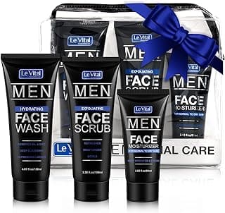 Men's Skin Care 3 Piece Set, Daily Essential Face Kit, Including Face Cleanser, Exfoliating Scrub & Day Cream Face Moisturizer, Great Gift for Men image