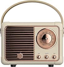 Retro Bluetooth Speaker Wireless Mini Speaker,Bluetooth Speaker with Crystal Clear Stereo Sound Rich Bass,Portable Bluetooth Speaker for iPhone,Android Devices and Tablet (Beige) image