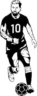 Soccer - Removable Home Living Room Art Silhouette Decoration Football Superstar Design Vinyl Wall Decal - Adhesive Kids Teens Bedroom Famous Soccer Player Wall Sticker 16" x 40" image