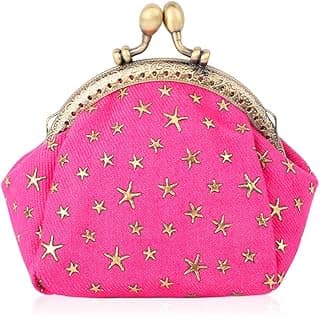 Oyachic Coin Purse, Small Denim Change Purse,Stars Wallet with Clasp,Vintage Money Bag,Car Coin Holder Pouch for Woman Girls image