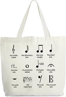 Music Tote Bag for Women, Music Notes Canvas Tote, Music Teacher Appreciation Gift Bag, Piano Themed Library Book Bag, Aesthetic Shoulder Bag Gifts for Musician Music Teacher Music Lover -72 image