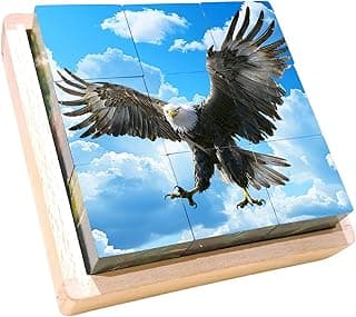 Wooden Cube Puzzle of Native North American Animals | Wooden Puzzles for Kids & Toddlers Ages 3 4 5 6 7 8 image