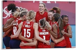 United States Women's Volleyball Team Poster 5 Canvas Painting Posters And Prints Wall Art Pictures for Living Room Bedroom Decor 12x08inch(30x20cm) Frame-style image